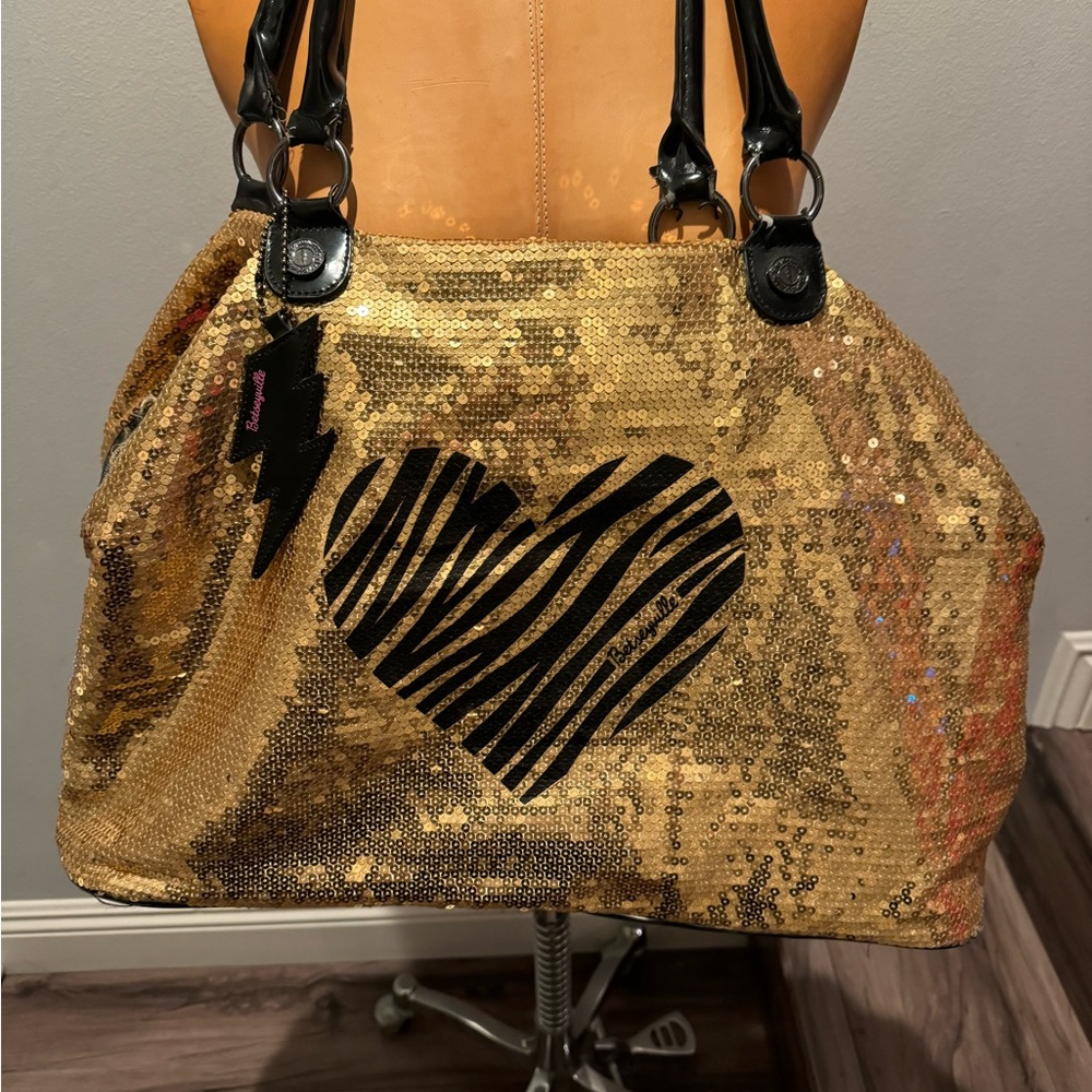 Betsey Johnson - Betseyville Gold Sequin Duffle Bag